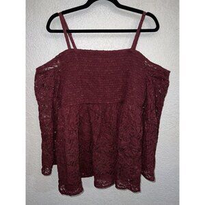 Torrid Lace Off The Shoulder Boho Top Lace Bell Sleeve (T) Plus Size 2X
